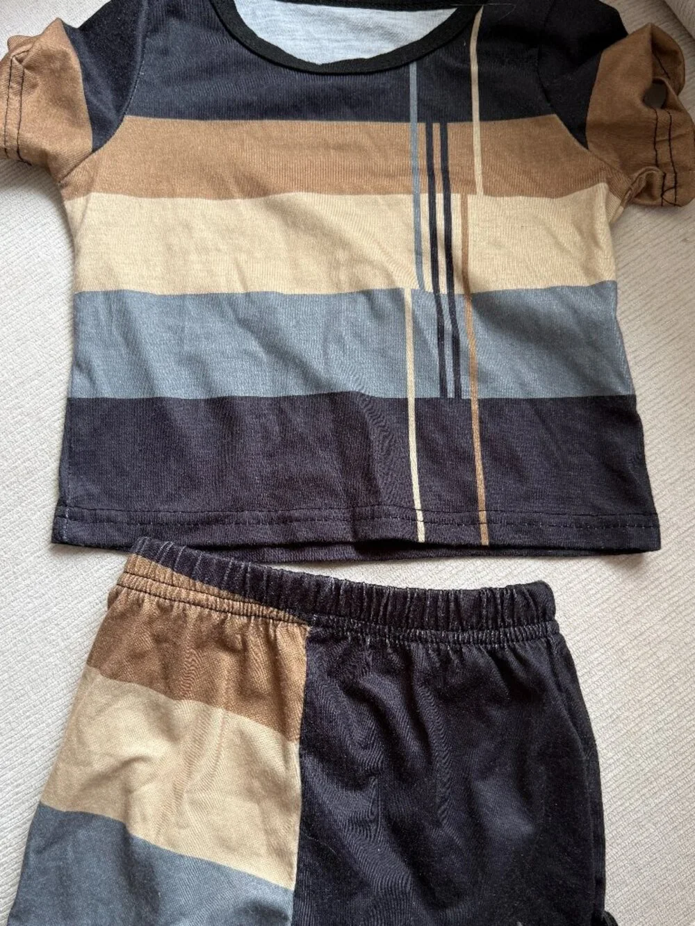 SHEIN Baby Boy Vintage Striped Print Short Sleeve and Shorts Set Size 6-9M